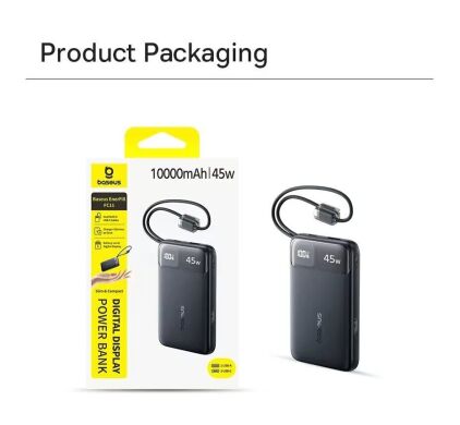 Внешний аккумулятор Baseus EnerFill FC11 45W + кабель Type-C (10000mAh) E00310 - Black