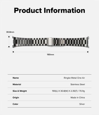 Ремінець Ringke Metal One Air для Samsung Galaxy Watch 8 (40/44mm) / 8 Classic 8800328813786 - Silver