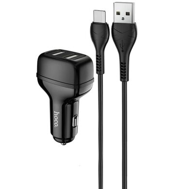 Автомобильное зарядное устройство Hoco Z36 (2USB, 2.4A) + кабель Type-C - Black