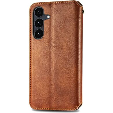 Чохол Deexe Rhombus Wallet для Samsung Galaxy S26 FE - Brown