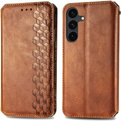 Чохол Deexe Rhombus Wallet для Samsung Galaxy S26 FE - Brown