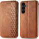 Чохол Deexe Rhombus Wallet для Samsung Galaxy S26 FE - Brown