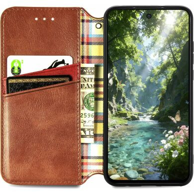 Чохол Deexe Rhombus Wallet для Samsung Galaxy S26 FE - Brown
