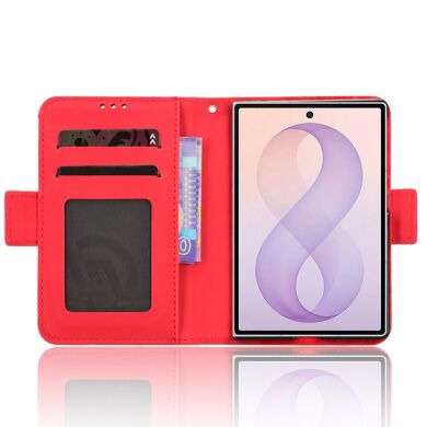 Чехол-книжка с карманами Deexe Wallet Stand (Pencil Slot) для Samsung Galaxy Fold 8 - Red