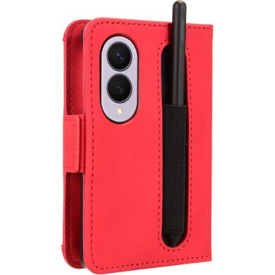 Чехол-книжка с карманами Deexe Wallet Stand (Pencil Slot) для Samsung Galaxy Fold 8 - Red