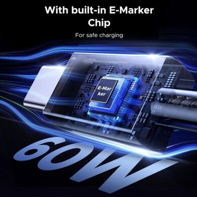 Кабель UGREEN L524 Type-C to Type-C PD60W (3A, 2m) - Space Gray