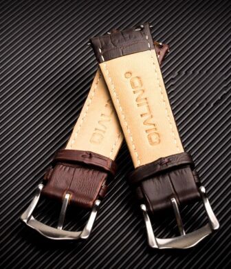 Кожаный ремешок QIALINO Premium Croco для часов с шириной крепления 22 мм - Brown