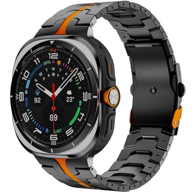 Ремешок Deexe Metal Strap для Samsung Galaxy Watch 8 (40/44mm) - Black / Orange