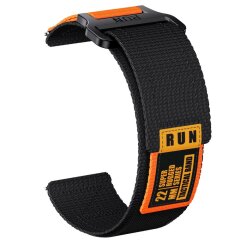 Ремінець Deexe Nylon Magic Tape для годинників з шириною кріплення 22мм - Black / Orange