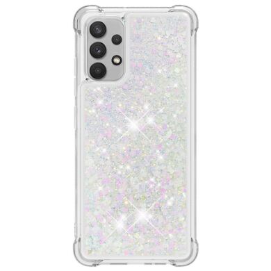 Силиконовый (TPU) чехол Deexe Liquid Glitter для Samsung Galaxy A32 (А325) - Shiny Hearts