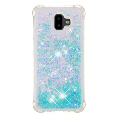 Силіконовий (TPU) чохол Deexe Liquid Glitter для Samsung Galaxy J6+ (J610), Cyan
