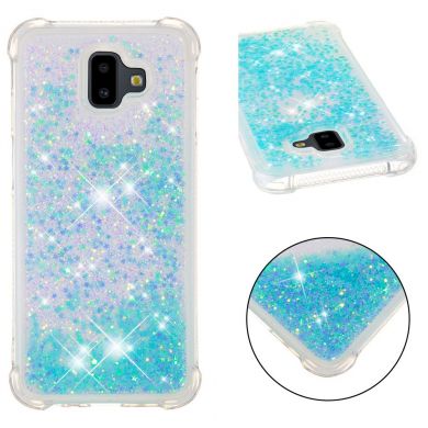Силіконовий (TPU) чохол Deexe Liquid Glitter для Samsung Galaxy J6+ (J610), Cyan