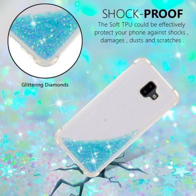 Силіконовий (TPU) чохол Deexe Liquid Glitter для Samsung Galaxy J6+ (J610), Cyan