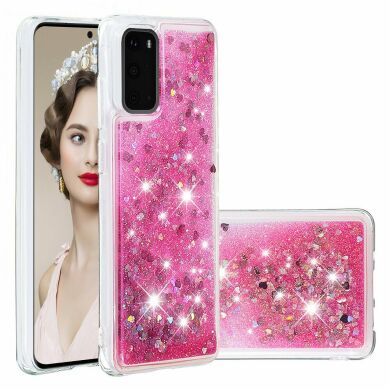 Силиконовый (TPU) чехол Deexe Liquid Glitter для Samsung Galaxy S20 (G980) - Pink