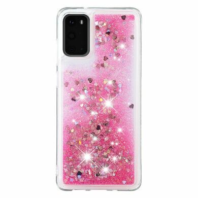 Силиконовый (TPU) чехол Deexe Liquid Glitter для Samsung Galaxy S20 (G980) - Pink