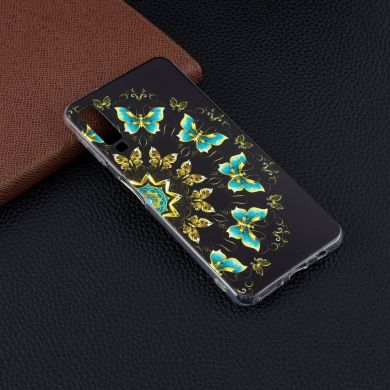Силиконовый (TPU) чехол Deexe Pretty Glossy для Samsung Galaxy A7 2018 (A750) - Colorized Butterfly