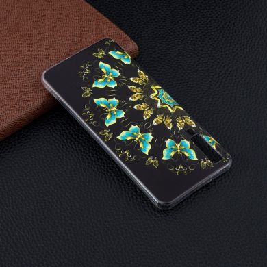 Силиконовый (TPU) чехол Deexe Pretty Glossy для Samsung Galaxy A7 2018 (A750) - Colorized Butterfly