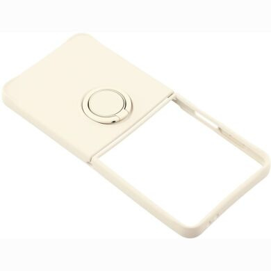 Силиконовый (TPU) чехол с кольцом Deexe Color Shell (FF) для Samsung Galaxy Flip 8 - Beige