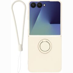 Силиконовый (TPU) чехол с кольцом Deexe Color Shell (FF) для Samsung Galaxy Flip 8 - Beige