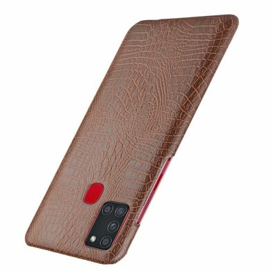 Защитный чехол Deexe Croco Style для Samsung Galaxy A21s (A217) - Brown