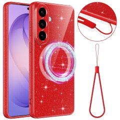 Захисний чохол Deexe Glitter Case with MagSafe для Samsung Galaxy A57 (A576) - Red
