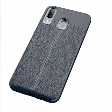 Защитный чехол Deexe Leather Cover для Samsung Galaxy M20 - Dark Blue