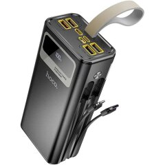 Зовнішній акумулятор Hoco DB58 Plentiful 22.5W (30000mAh) + кабель Type-C+Lightning+MicroUSB+USB - Black