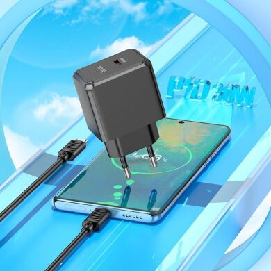 Сетевое зарядное устройство Hoco CS15A (30W) + кабель Type-C to Type-C - Black