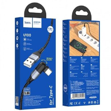 Кабель Hoco U100 Orbit USB to Type-C (3A, 1.2m) - Black