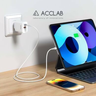 Мережевий зарядний пристрій ACCLAB&nbsp;AL-TC452 PD45W + QC4.0 (USB + Type-C) - White