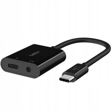 Переходник Belkin RockStar Type-C+3.5mm to Type-C (60W, 0.12м) - Black