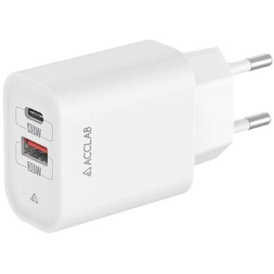 Мережевий зарядний пристрій ACCLAB&nbsp;AL-TC452 PD45W + QC4.0 (USB + Type-C) - White