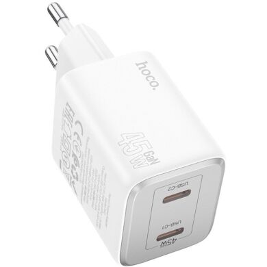 Сетевое зарядное устройство Hoco N42 Elogiado 2C PD45W - White