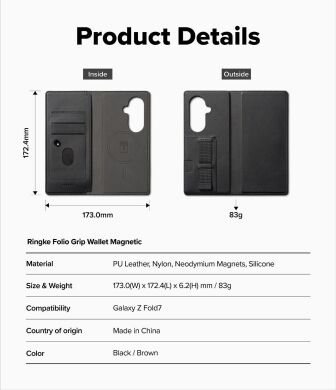 Накладний чохол-гаманець Ringke Folio Grip Wallet Magnetic (FF) для Samsung Galaxy Fold 8 Ultra / Fold 7 (8800293855408) - Black