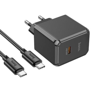 Сетевое зарядное устройство Hoco CS15A (30W) + кабель Type-C to Type-C - Black