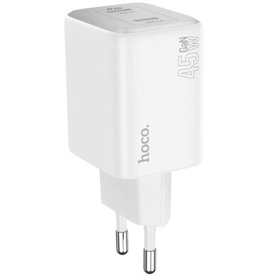 Сетевое зарядное устройство Hoco N42 Elogiado 2C PD45W - White