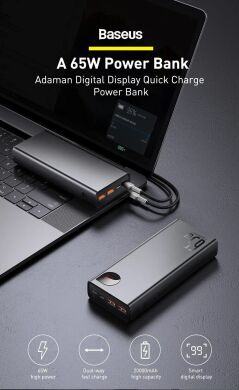 Зовнішній акумулятор Baseus Adaman Metal Digital Display 65W (20000mah) PPIMDA-D03 - Blue