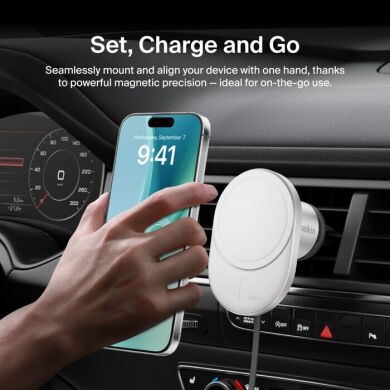 Автомобільний тримач з бездротовою зарядкою Belkin BoostCharge Pro Qi2 (15W) WIC008btGR-V2 - Gray