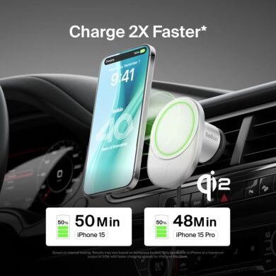 Автомобільний тримач з бездротовою зарядкою Belkin BoostCharge Pro Qi2 (15W) WIC008btGR-V2 - Gray