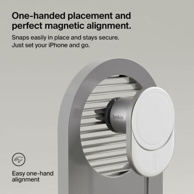 Автомобільний тримач з бездротовою зарядкою Belkin BoostCharge Pro Qi2 (15W) WIC008btGR-V2 - Gray