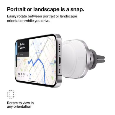 Автомобільний тримач з бездротовою зарядкою Belkin BoostCharge Pro Qi2 (15W) WIC008btGR-V2 - Gray