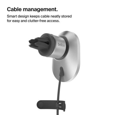 Автомобільний тримач з бездротовою зарядкою Belkin BoostCharge Pro Qi2 (15W) WIC008btGR-V2 - Gray