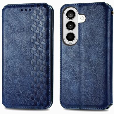 Чехол Deexe Rhombus Wallet для Samsung Galaxy S26 Plus - Blue