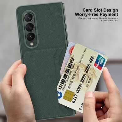 Чохол GKK Leather CardSlot для Samsung Galaxy Fold 3 - Litchi Pattern / Gold