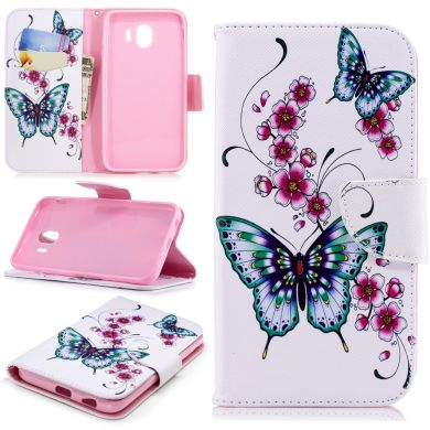 Чохол-книжка Deexe Color Wallet для Samsung Galaxy J4 2018 (J400), Butterfly in Flowers D