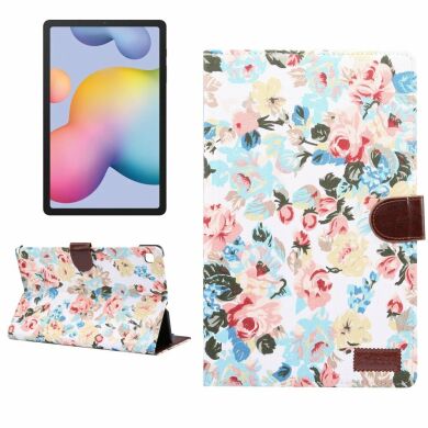 Чохол-книжка Deexe Peony Pattern для Samsung Galaxy Tab S6 lite / S6 Lite (2022/2024) - White