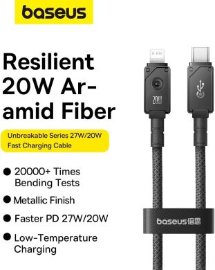 Кабель Baseus Unbreakable Series Type-C to Lightning (20W, 1m) P10355803111-0 - Cluster Black