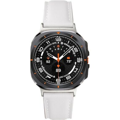Шкіряний ремінець Deexe Genuine Leather для Samsung Galaxy Watch Ultra (47mm) / Ultra (2025) - White