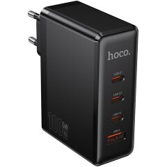 Мережевий зарядний пристрій Hoco N85 GaN 100W (3Type-C + USB) - Black