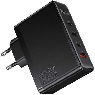 Мережевий зарядний пристрій Hoco N85 GaN 100W (3Type-C + USB) - Black